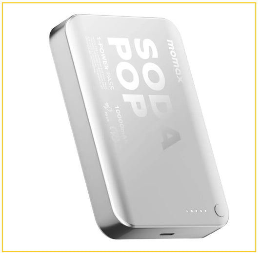 MOMAX 磁吸流動電源 1-POWER PASS 10000MAH MAGNETIC WIRELESS BATTERY PACK #SILVER / #PINK / #PURPLE IP166