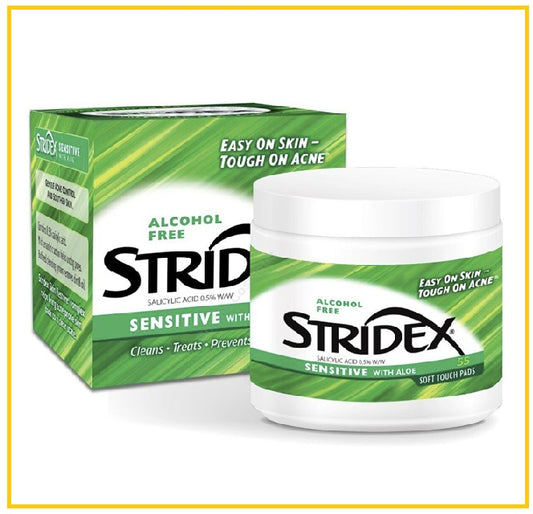 STRIDEX 施顏適水楊酸清潔祛痘棉溫和型綠色0.5%濃度55片 0.5% SALICYLIC ACID ACNE BLACKHEAD CLEANSING PADS ALCOHOL-FREE 55PCS