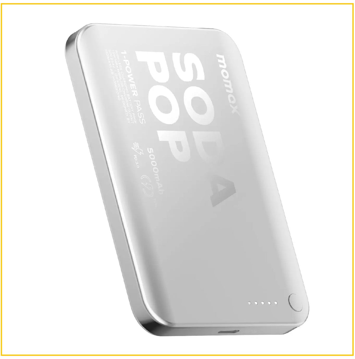 MOMAX 磁吸流動電源 1-POWER PASS 5000MAH MAGNETIC WIRELESS CHARGING BATTERY PACK #SILVER / #PINK / #PURPLE IP165