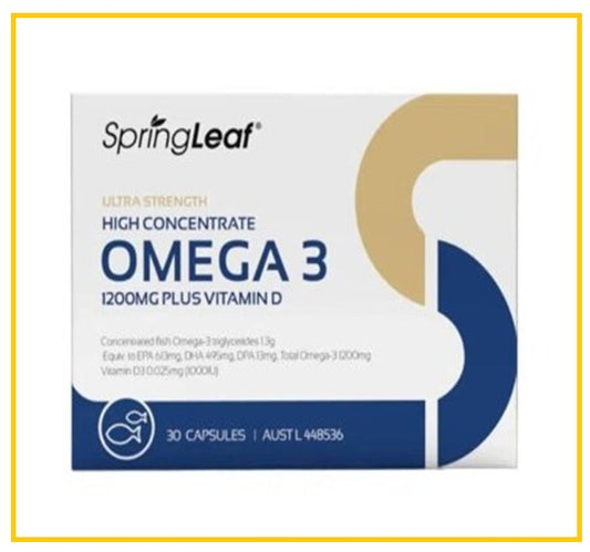 SPRINGLEAF GreenLeaf High Strength Fish Oil Capsules 30 Softgels OMEGA3 1200MG PLUS VITAMIN D 30 CAPSULES