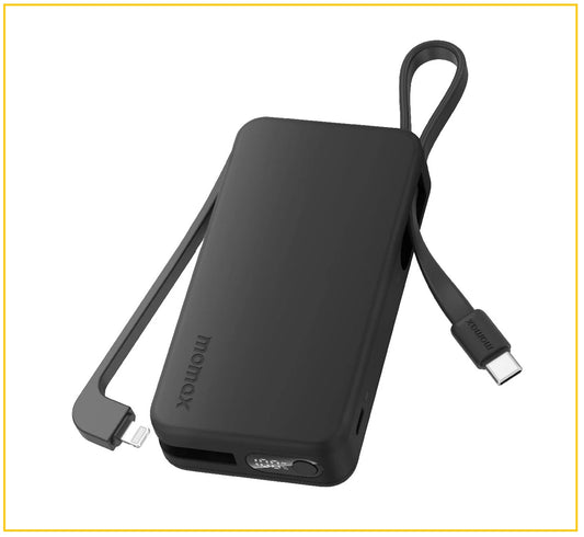 MOMAX 移動電源 1-POWER VITAL+ POWER BANK 10000MAH WITH BUILT-IN USB-C AND LIGHTNING CABLE #BLACK / #WHITE IP155