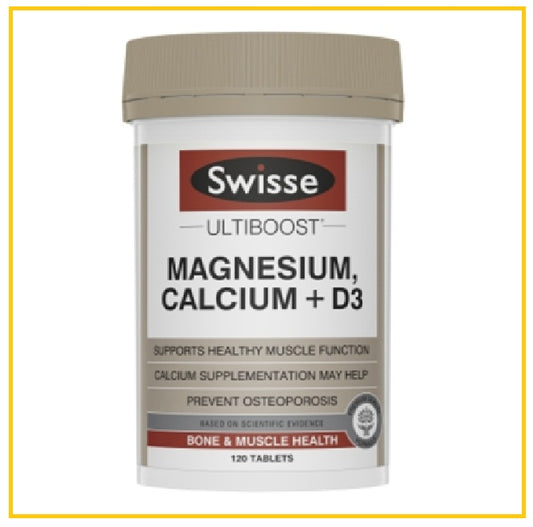 SWISSE Calcium + Magnesium + D3 Bone Health Supplement 120 Tablets