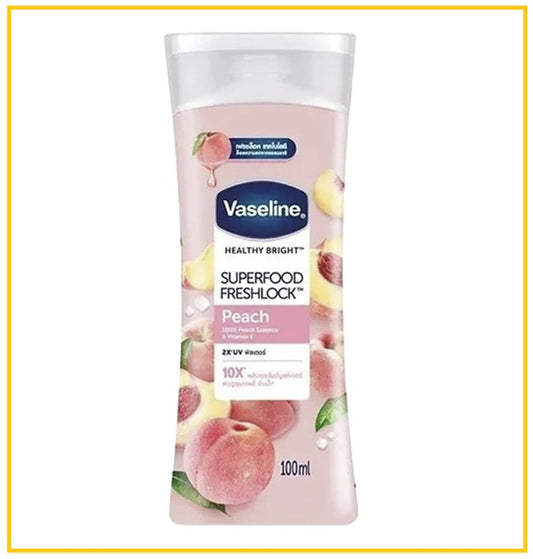 VASELINE Healthy Bright Superfood Freshlock 100% Peach Essence & Vitamin E Body Lotion 100ml