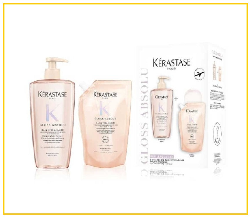 KERASTASE 卡詩釉光玫瑰洗頭水及替換裝兩件套裝 GLOSS ABSOLU BAIN HUDRA GLAZE REFILLABLE SHAMPOO DUO SET