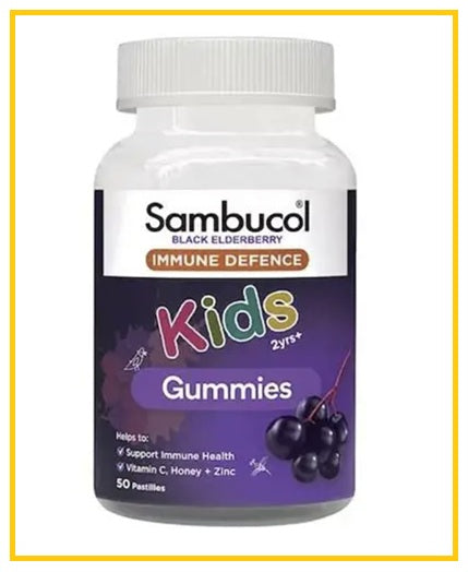 SAMBUCOL Black Elderberry Kids Immune Defence Gummies 50 PASTILLES