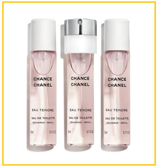 CHANEL CHANCE EAU TENDRE EDT SPRAY REFILLS DUO SET 20ML X3