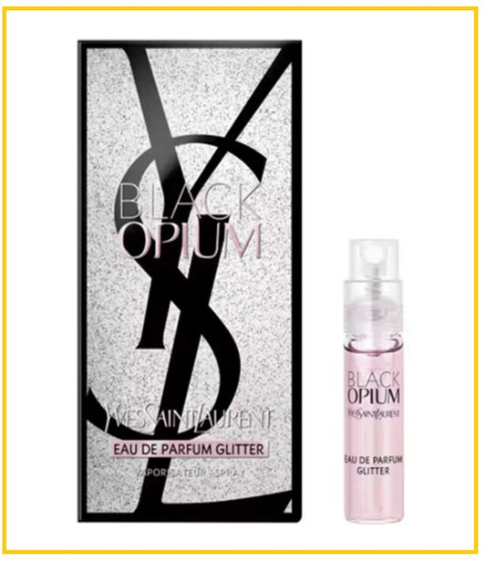 YVES SAINT LAURENT 聖羅蘭黑鴉片香水試管小樣 YSL BLACK OPIUM EAU DE PARFUM GLITTER WOMEN'S 1.2ML