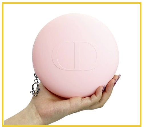 DIOR 迪奧粉紅圓餅收納包 PINK CD SILICONE COSMETIC MAKEUP TOILETRY BAG POUCH TRAVEL TRAIN CASE