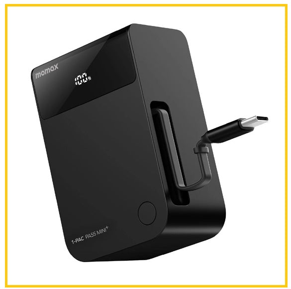 MOMAX 2合1內建伸縮充電線移動電源 1-PAC PASS MINI⁺ 10000MAH 2IN1 BATTERY PACK WITH BUILT-IN RETRACTABLE CABLE IP171D / IP171L #BLACK / #TITANIUM