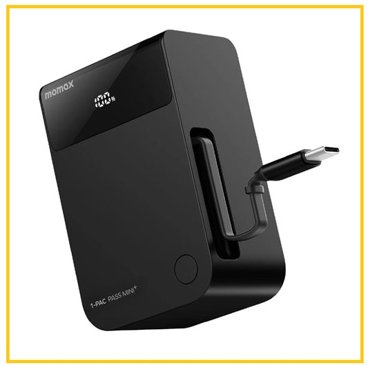 MOMAX 2-in-1 Built-in Retractable Charging Cable Power Bank 1-PAC PASS MINI⁺ 10000MAH 2-IN-1 BATTERY PACK WITH BUILT-IN RETRACTABLE CABLE IP171D / IP171L #BLACK / #TITANIUM