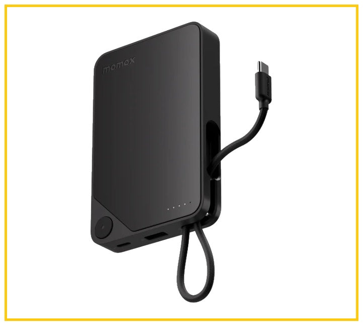 MOMAX 內置USB-C線移動電源 1-POWER X POWER BANK 10000MAH WITH BUILT-IN USB-C CABLE #BLACK / #WHITE / #YELLOW IP152