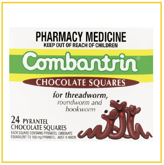 COMBANTRIN 巧克力打蟲24片 CHOCOLATE SQUARES 24 PACK