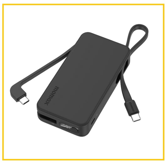 MOMAX 雙USB-C線流動電源 1-POWER VITAL+ POWER BANK 10000MAH WITH 2 BUILT-IN USB-C CABLES #BLACK / #WHITE IP138D / IP138W