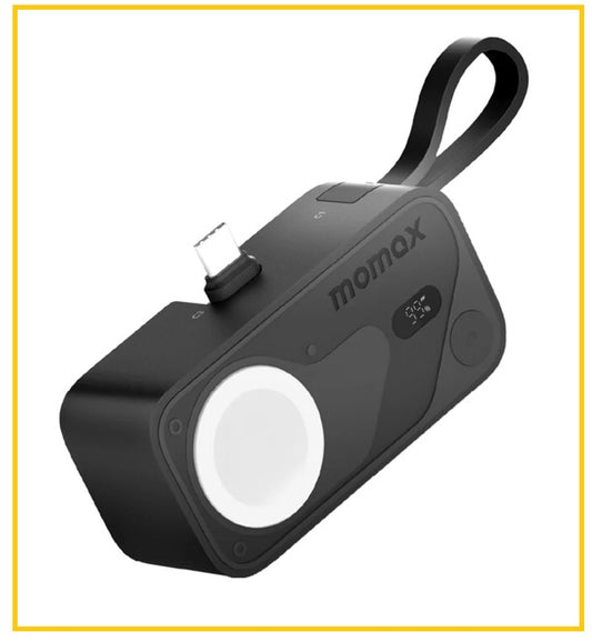 MOMAX 3合1流動電源配備快速充電器 1-POWER X PRO MINI⁺ 5000MAH INTEGRATED FOLDABLE USB-C PLUG AND BUILT-IN USB-C CABLE BATTERY PACK WITH APPLE WATCH FAST CHARGER #BLACK / #WHITE / #ORANGE IP170D / IP170W / IP170M