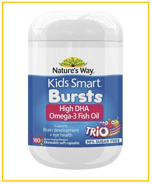 NATURE'S WAY Kids Smart Bursts High DHA Omega-3 Fish Oil Trio 180 Capsules