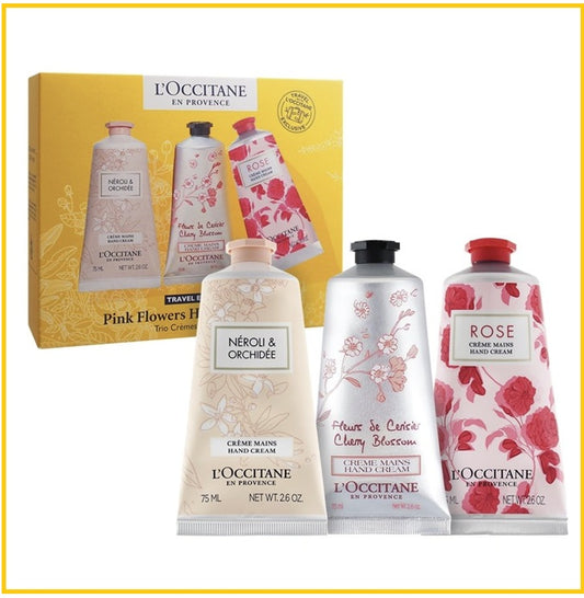 L'OCCITANE 歐舒丹護手霜三支套裝 LOCCITANE PINK FLOWERS HAND CREAM TRIO DUO SET 75ML X3