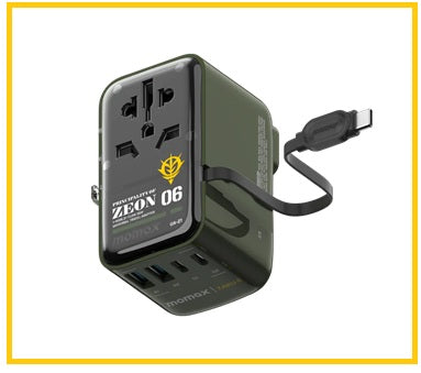 MOMAX X GUNDAM 高達連充電線旅行充電器 1-WORLD+ FLOW 35W GUNDAM RX-78-2 BUILT-IN USB-C CABLE TRAVEL ADAPTOR UA21UKGDW / UA21UKGDR / UA21UKGDG