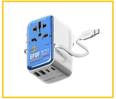 MOMAX X GUNDAM 高達連充電線旅行充電器 1-WORLD+ FLOW 35W GUNDAM RX-78-2 BUILT-IN USB-C CABLE TRAVEL ADAPTOR UA21UKGDW / UA21UKGDR / UA21UKGDG
