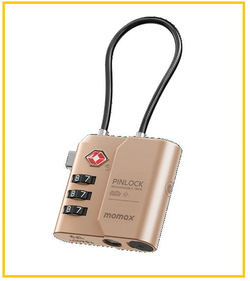 MOMAX PINLOCK FIND MY LOCATOR WITH TSA PADLOCK #BLACK / #SANDSTONE BR15D / BR15L2