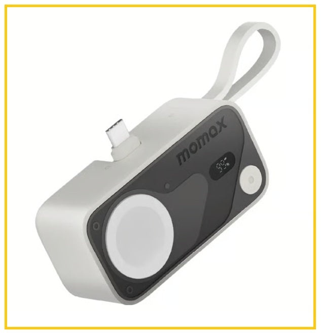 MOMAX 3合1流動電源配備快速充電器 1-POWER X PRO MINI⁺ 5000MAH INTEGRATED FOLDABLE USB-C PLUG AND BUILT-IN USB-C CABLE BATTERY PACK WITH APPLE WATCH FAST CHARGER #BLACK / #WHITE / #ORANGE IP170D / IP170W / IP170M