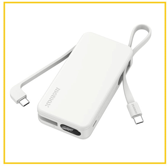 MOMAX 雙USB-C線流動電源 1-POWER VITAL+ POWER BANK 10000MAH WITH 2 BUILT-IN USB-C CABLES #BLACK / #WHITE IP138D / IP138W