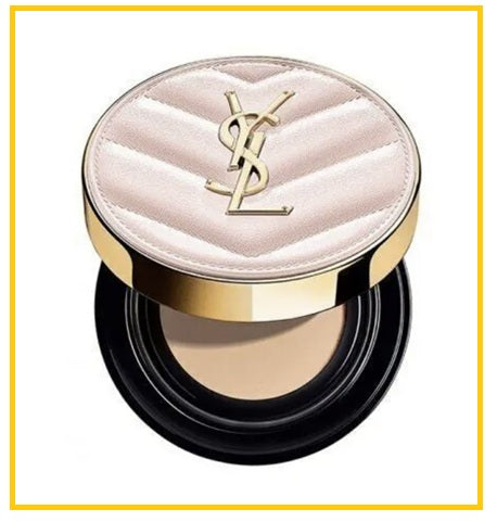 YVES SAINT LAURENT 聖羅蘭粉紅皮革氣墊迷利版 YSL MINI TOUCHE ECLAT GLOW-PACT CUSHION HIGH COVER MESH FOUNDATION #B10 PORCELAIN SPF23 PA++ 5G