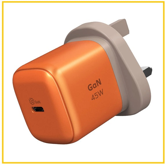 MOMAX 6-Port Desktop Charger 1-CHARGE 45W GAN CHARGER #WHITE / #ORANGE UM73UKW / UM73UKM