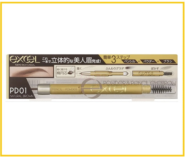 EXCEL 3-in-1 Long-Lasting Eyebrow Pencil #PD01 / #PD02 / #PD05 0.4G