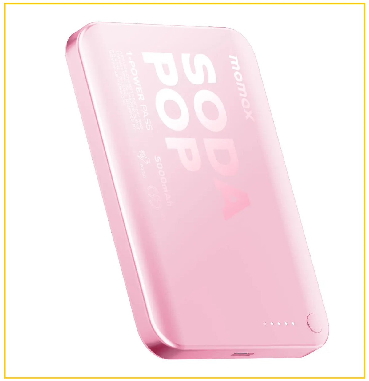 MOMAX 磁吸流動電源 1-POWER PASS 5000MAH MAGNETIC WIRELESS CHARGING BATTERY PACK #SILVER / #PINK / #PURPLE IP165