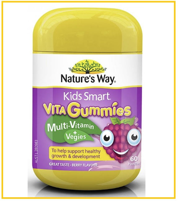 NATURE'S WAY 佳思敏蔬菜軟糖60粒 KIDS SMART VITA GUMMIES MULTI VITAMIN & VEGIES 60 GUMMIES