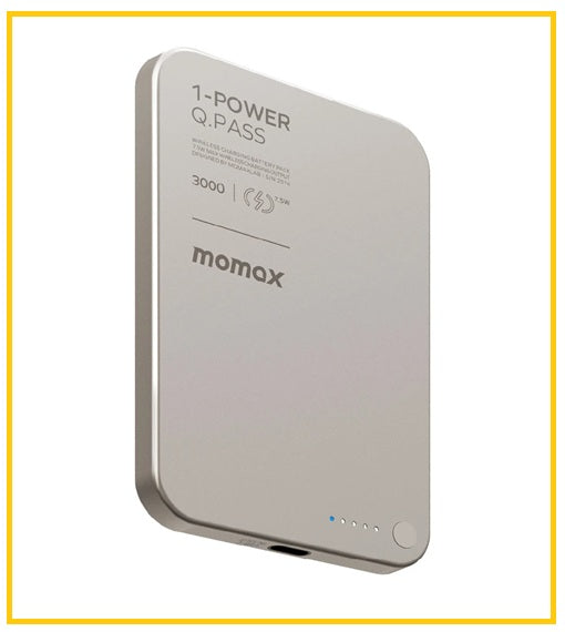 MOMAX 2合1內建伸縮充電線移動電源 1-POWER Q.PASS 3000MAH MAGNETIC WIRELESS BATTERY PACK #BLACK / #TITANIUM / #ORANGE IP115D / IP115L / IP115M
