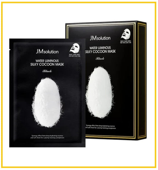 JM SOLUTION 肌司研白蠶絲面膜10片 WATER LUMINUOUS SILKY COCOON BLACK MASK 35ML X10