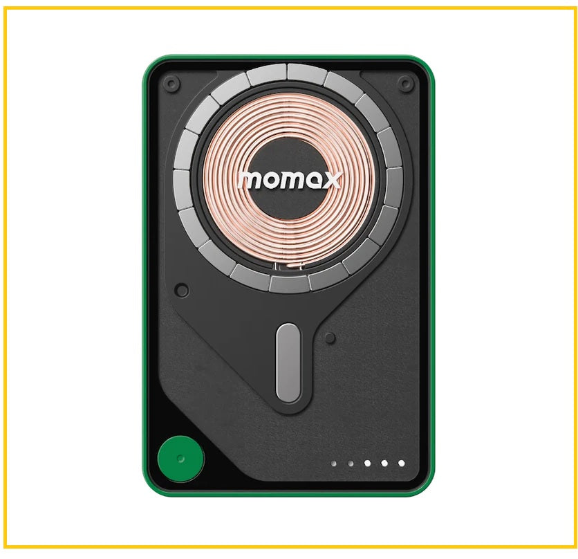 MOMAX 磁吸無線充帶線行動電源連支架 1-POWER X PRO MAGNETIC WIRELESS POWER BANK 5000MAH WITH BUILT-IN USB-C CABLE #BLACK / #GREEN / #WHITE / #YELLOW IP131