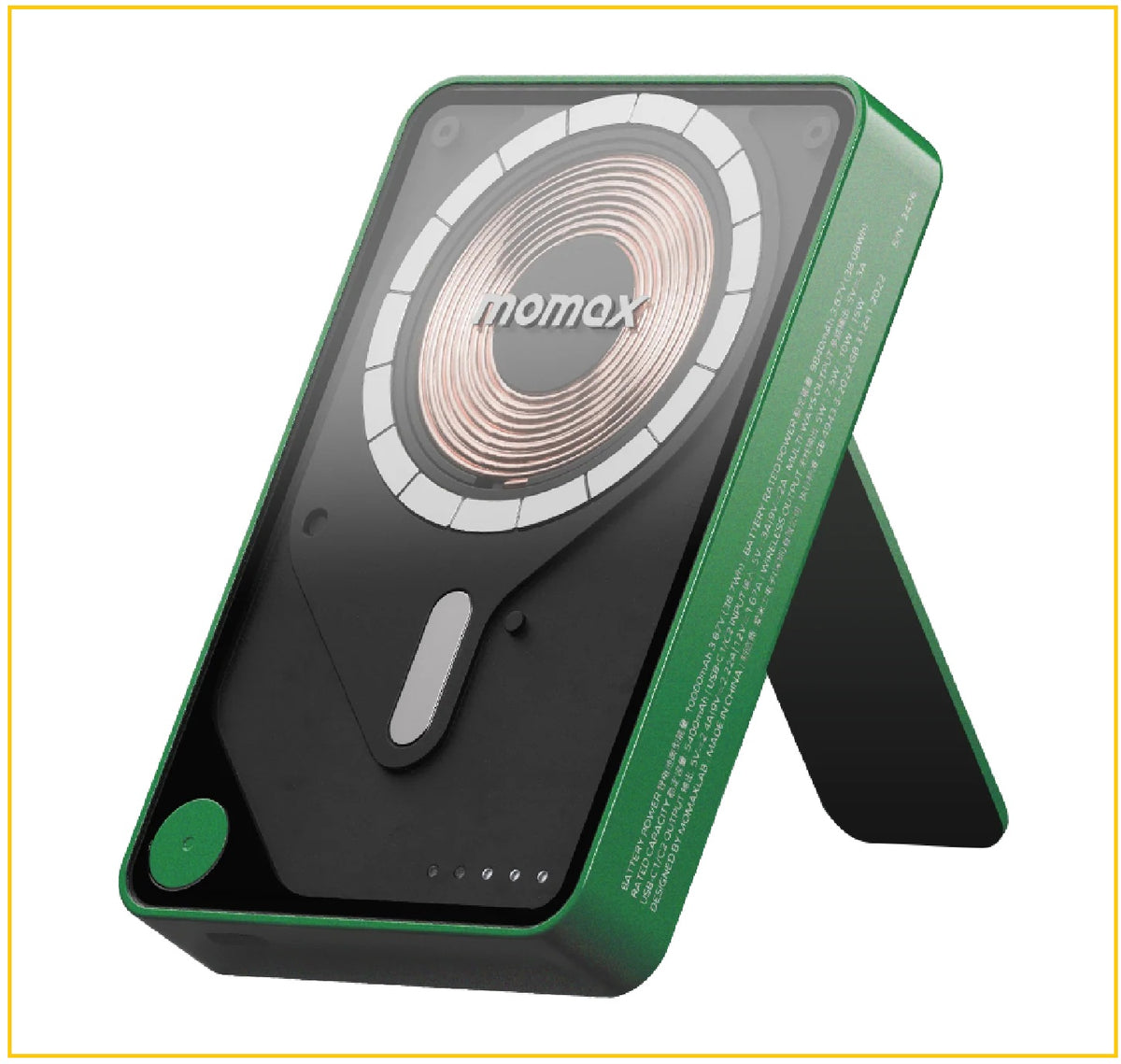 MOMAX 磁吸無線充帶線行動電源連支架 1-POWER X PRO+ MAGNETIC WIRELESS POWER BANK 10000MAH WITH BUILT-IN USB-C CABLE #BLACK / #GREEN / #WHITE / #YELLOW IP132