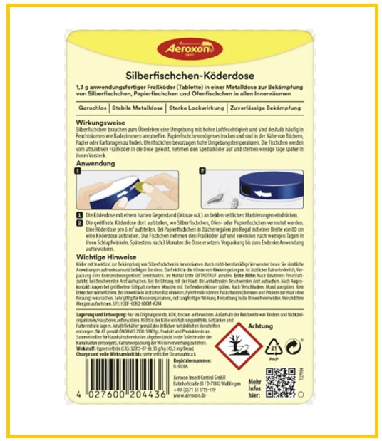 AEROXON 衣魚書蟲消滅盒 SILVERFISH BAIT STATION 20G