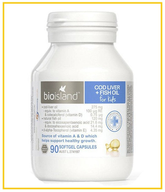 BIO ISLAND 澳洲佰澳朗德鱈魚油膠囊90粒 COD LIVER + FISH OIL KIDS 90 CAPSULES