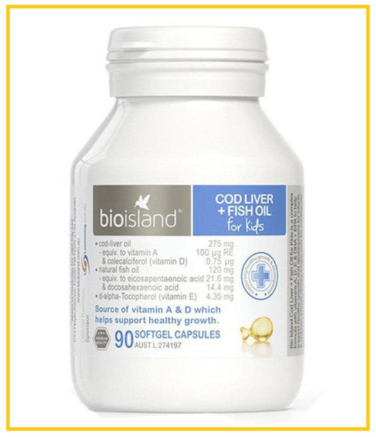 BIO ISLAND 澳洲佰澳朗德鱈魚油膠囊90粒 COD LIVER + FISH OIL KIDS 90 CAPSULES