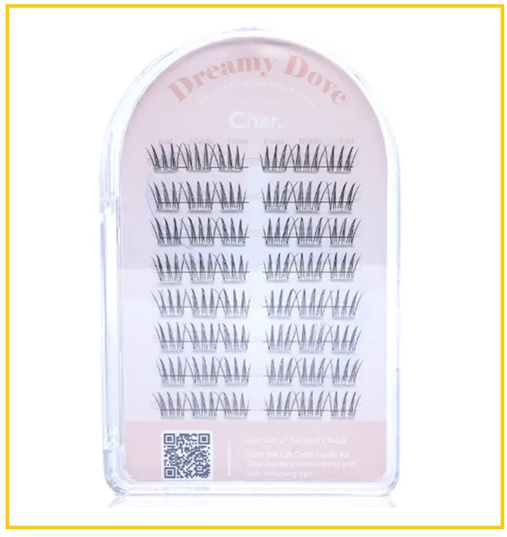 CHAR 免膠水假眼睫毛 FEATHERED HALO COLLECTION #ANGEL FEATHER / #DEAMY DOVE / #FEATHER FLARE / #FLUFFE BELLE / #FLUTTER FAW / #SWALLOW TAIL / #SWAN KISS / #TINGLE WINK 48PCS