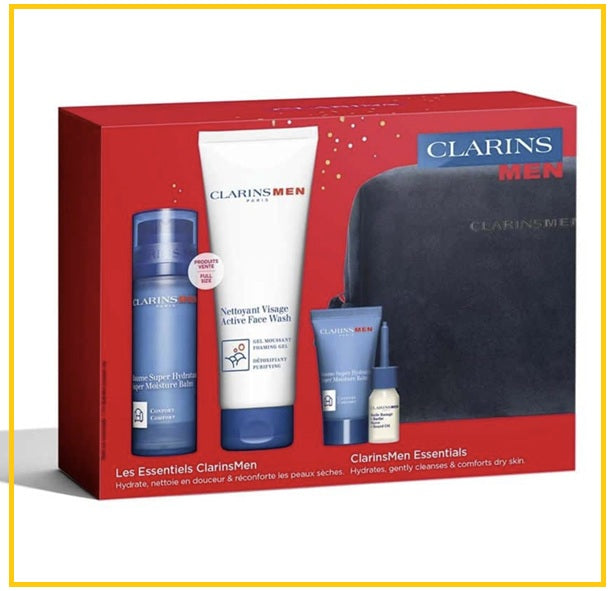 CLARINS 嬌韻詩男士保濕面霜潔面乳刮鬍油套裝 ESSENTIALS SKINCARE DUO SET