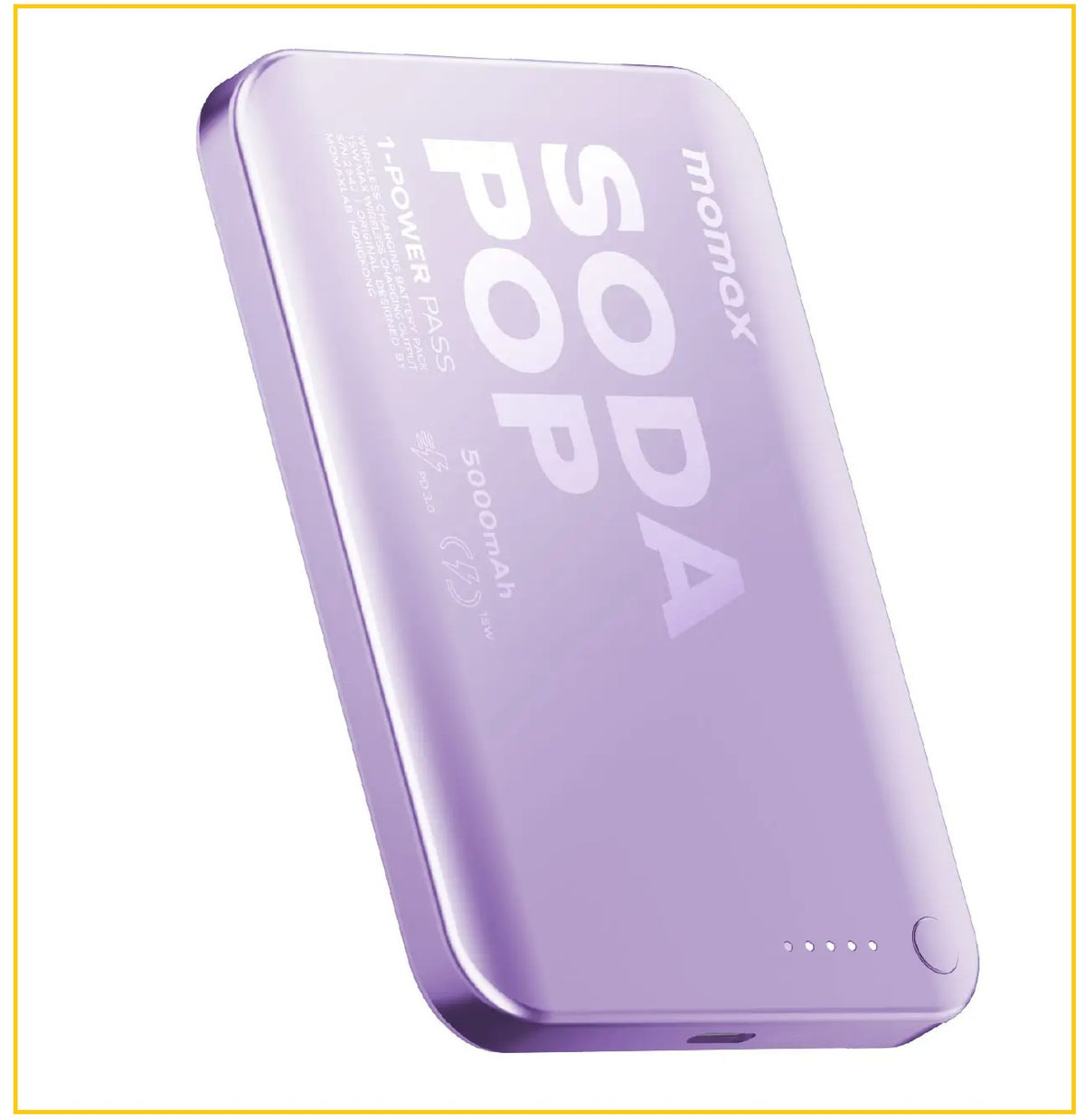 MOMAX 磁吸流動電源 1-POWER PASS 5000MAH MAGNETIC WIRELESS CHARGING BATTERY PACK #SILVER / #PINK / #PURPLE IP165