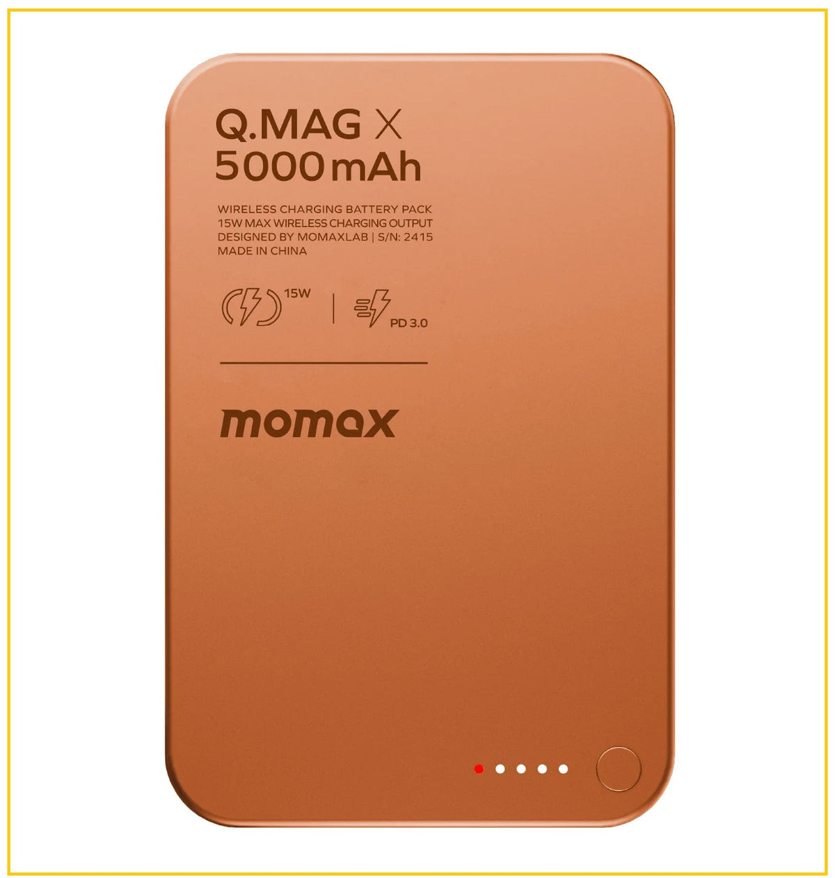 MOMAX 磁吸流動電源 5000MAH MAGNETIC WIRELESS BATTERY PACK 1-POWER Q.PASS #BLACK / #TITANIUM / #ORANGE IP116AS / IP116AS / IP116AS