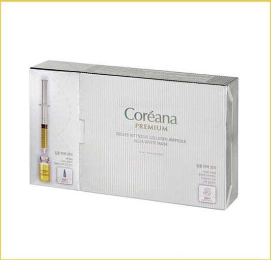 COREANA 高麗雅娜六勝肽膠原美白精華面膜10片 PREMIUM 28 DAYS INTENSIVE COLLAGEN AMPOULE AQUA WHITE MASK X10 SHEETS