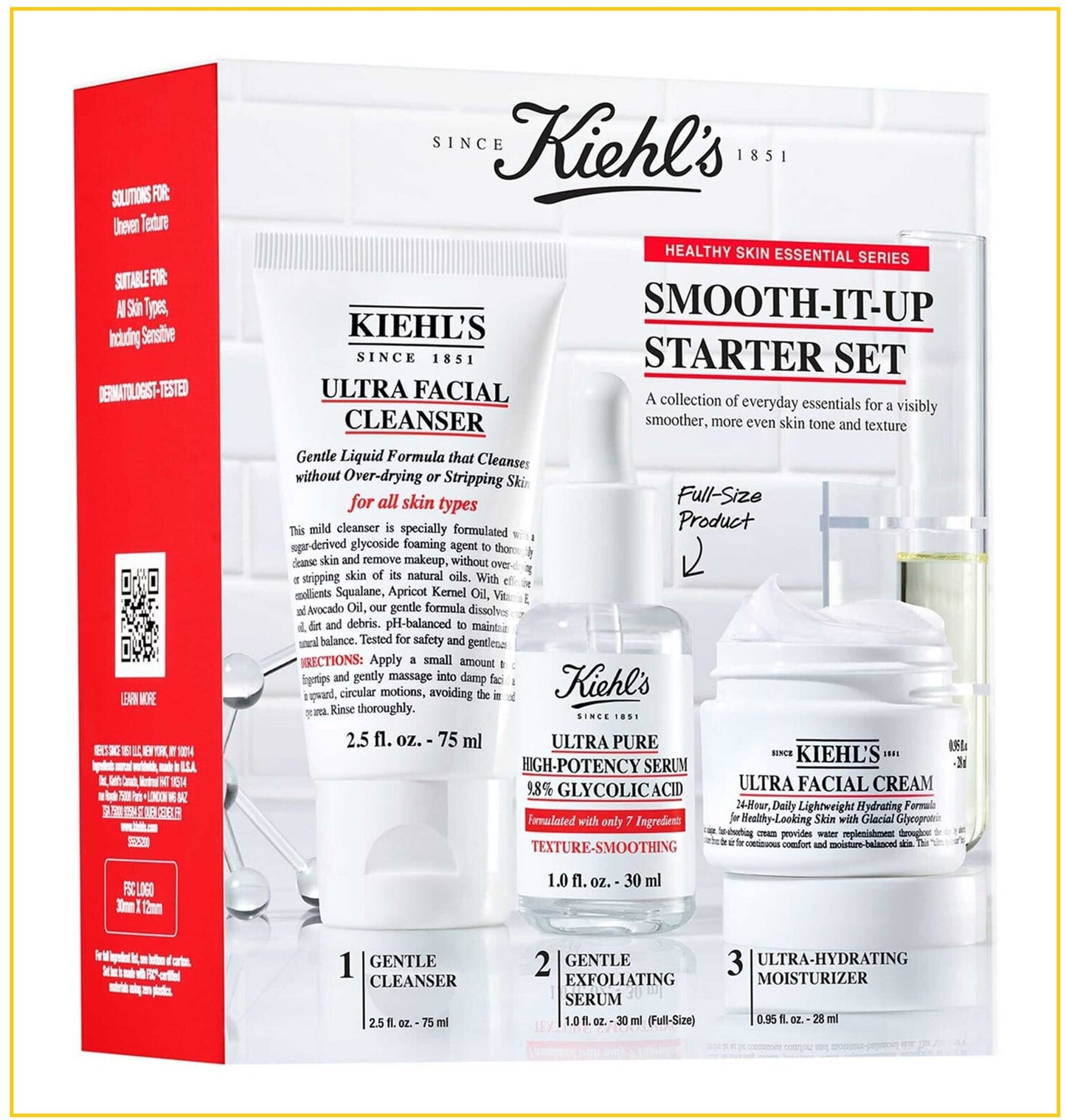 KIEHL'S 科顏氏高保濕潔面+精華+面霜套裝 KIEHLS SMOOTH IT UP DUO SET
