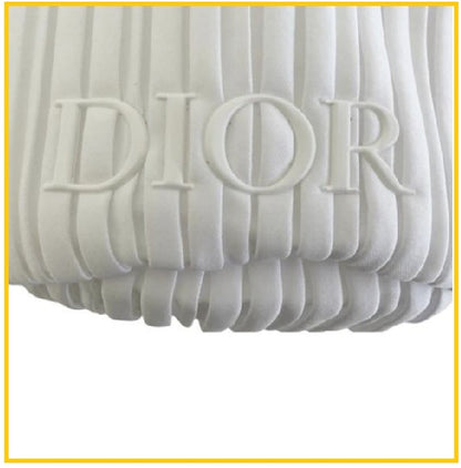 CHRISTIAN DIOR White Striped Drawstring POUCH BAG 2025