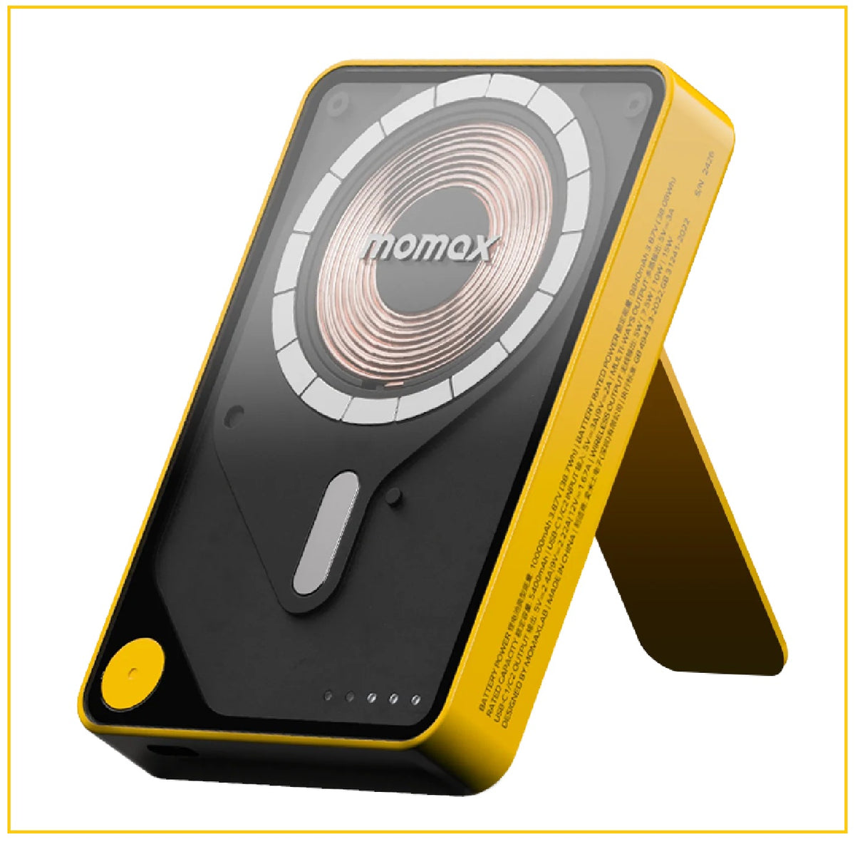 MOMAX 磁吸無線充帶線行動電源連支架 1-POWER X PRO+ MAGNETIC WIRELESS POWER BANK 10000MAH WITH BUILT-IN USB-C CABLE #BLACK / #GREEN / #WHITE / #YELLOW IP132