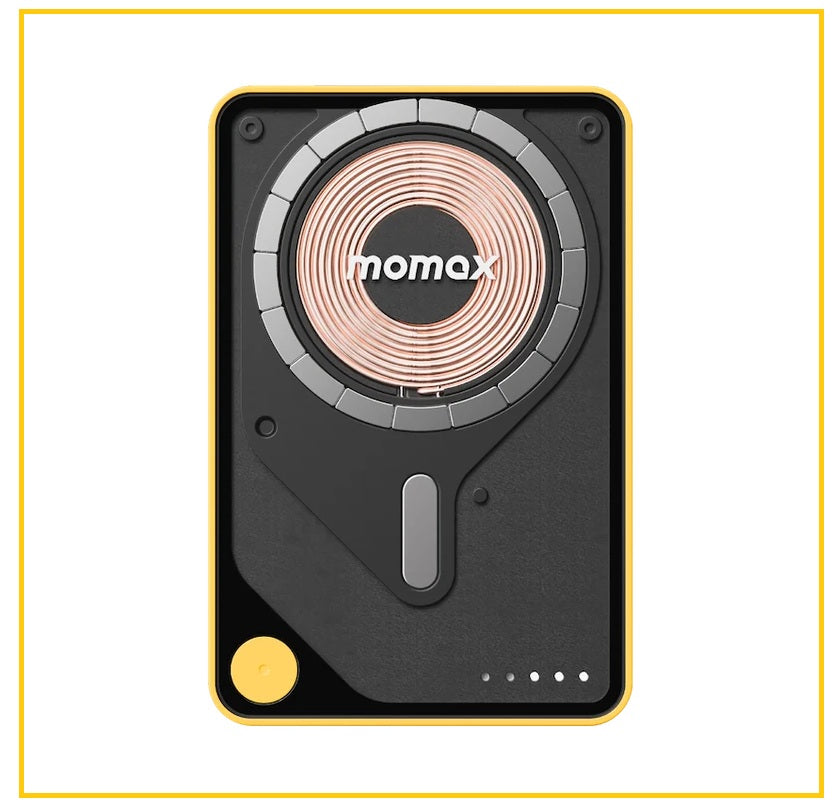 MOMAX 磁吸無線充帶線行動電源連支架 1-POWER X PRO MAGNETIC WIRELESS POWER BANK 5000MAH WITH BUILT-IN USB-C CABLE #BLACK / #GREEN / #WHITE / #YELLOW IP131