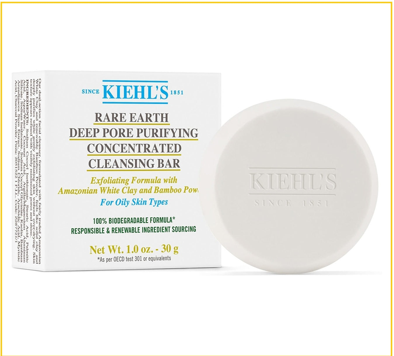 KIEHL'S 科顏氏白泥潔面皂 KIEHLS RARE EARTH DEEP PORE PURIFYING CONCENTRATED CLEANSING BAR 100G