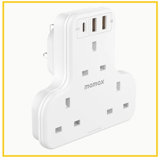 MOMAX 3位T型插座 ONEPLUG 3-OUTLET T-SHAPED EXTENSION SOCKET WITH USB US6UKW / US6UKE