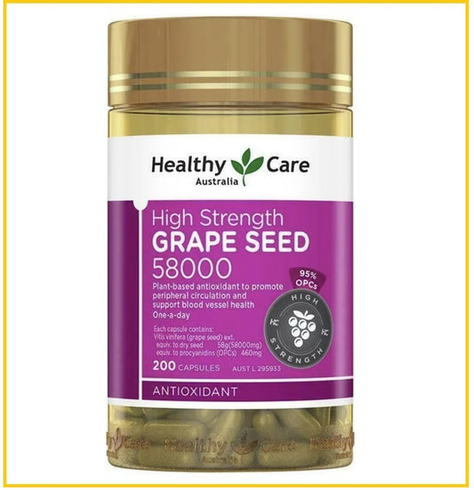 HEALTHY CARE 澳洲高濃度葡萄籽200粒 HIGH CONCENTRATION GRAPE SEED ESSENCE 58000MG 200 CAPSULES
