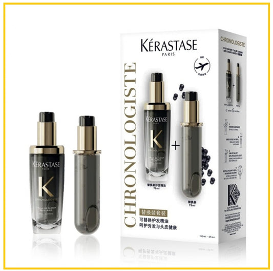 KERASTASE 卡詩黑鑽極萃逆時修護精華及補充裝 L HUILE DE PARFUM FRAGRANCE-IN-OIL REFILLABLE DUO SET 75ML X2